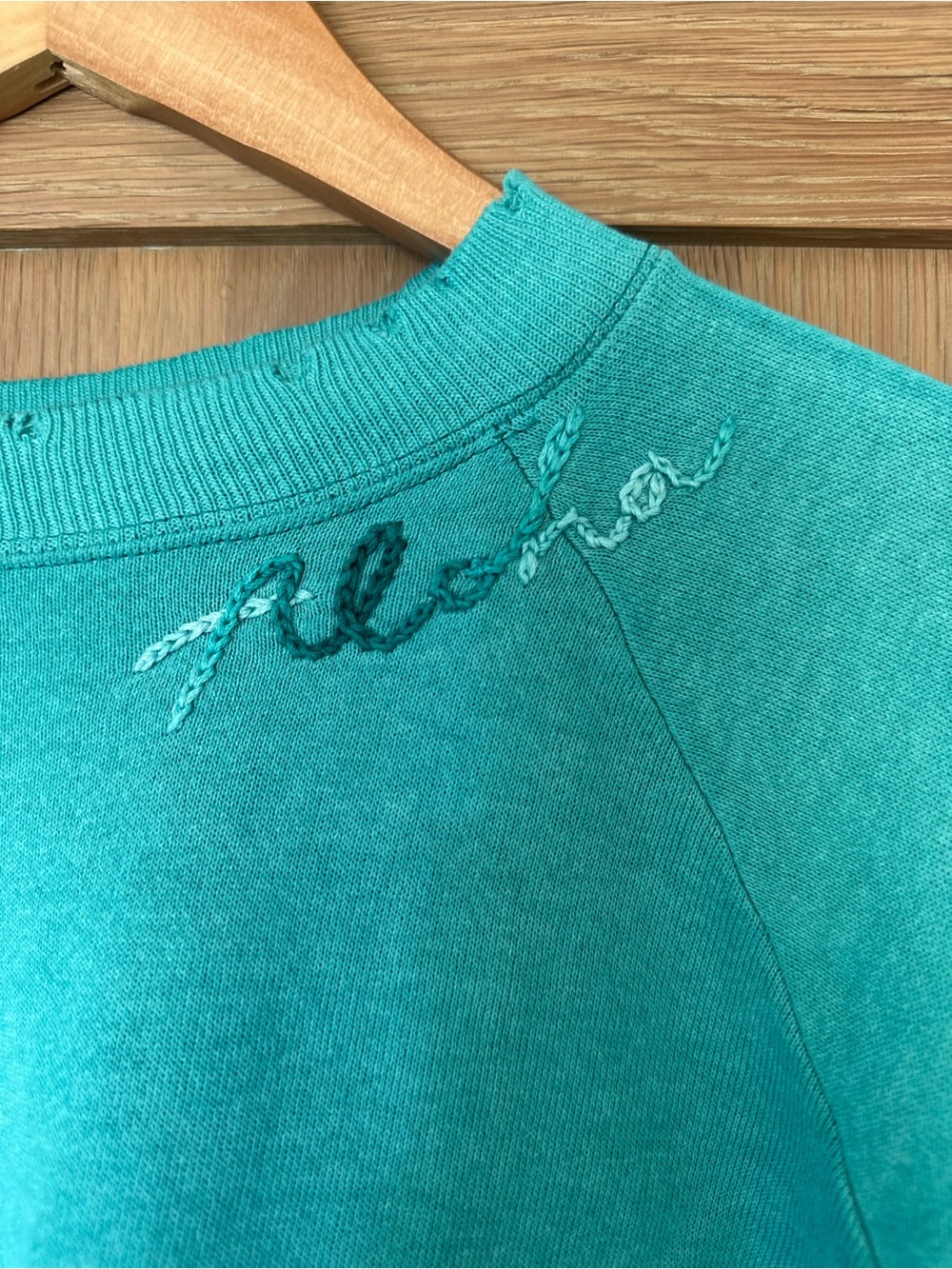 Women's Ombré Crewneck Sweatshirt with Embroidered Aloha Script Size XS-S